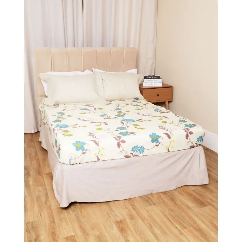 Lençol Avulso Casal Com Elastico Arte & Cazza Estampa Floral Amarelo UN