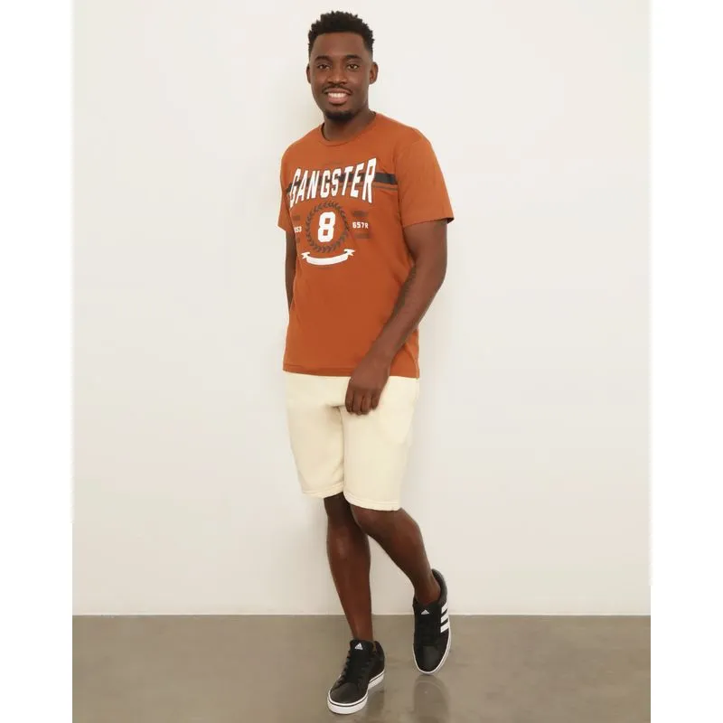 Bermuda Masculina Moletom Reta Bolsos Com Cordão Bege Claro M