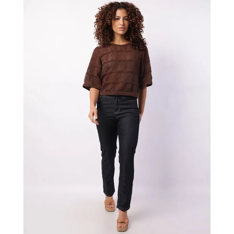 Calça Jeans Feminina Reta Com Bolsos Azul 42