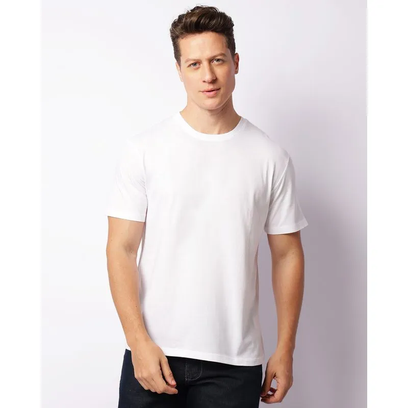 Camiseta Masculina Algodão Peruano Manga Curta Branca M