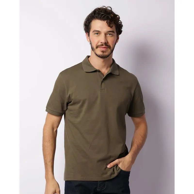 Camisa Polo Masculina Algodão Peruano Manga Curta Verde G