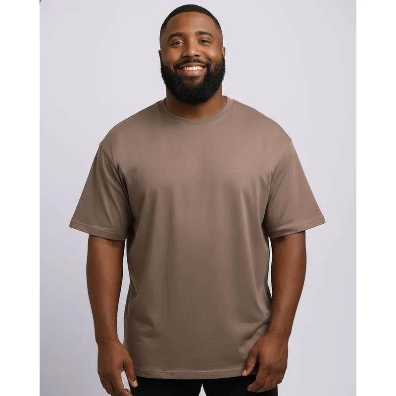 Camiseta Plus Size Masculina Algodão Peruano Penteado Bege Claro G3
