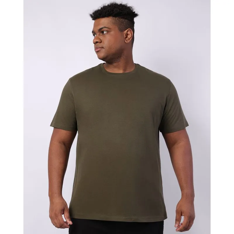 Camiseta Plus Size Masculina Algodão Peruano Penteado Verde G1