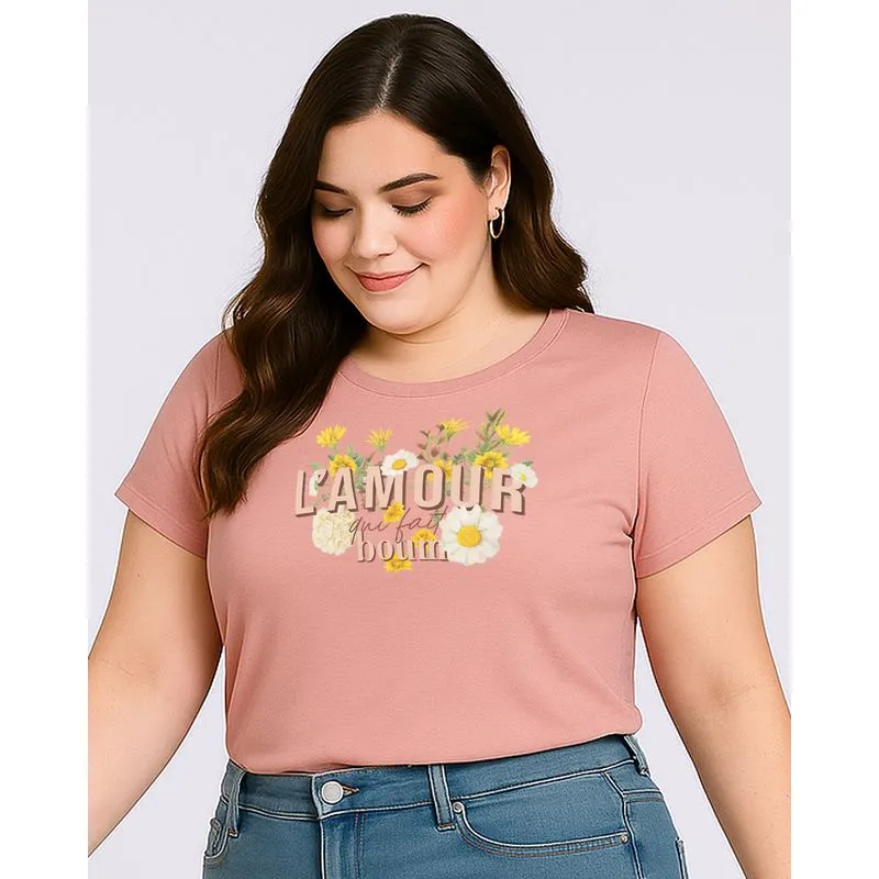 Blusa Plus Size Feminina com Estampa Rosa G1