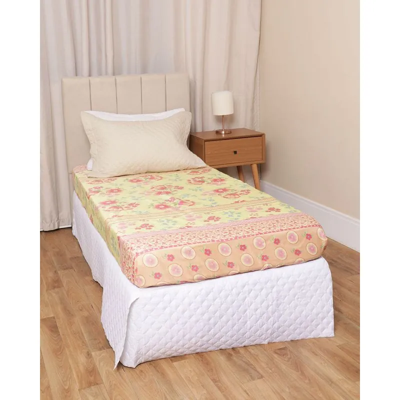 Lençol Avulso Solteiro Com Elastico Arte & Cazza Estampa Floral Amarelo UN