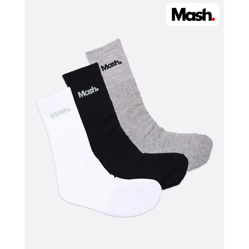 Kit 3 Pares De Meia Cano Longo Mash Preta Cinza Branca UN