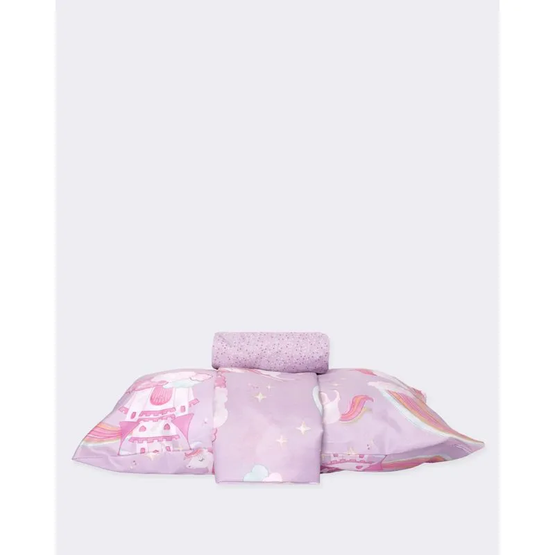 Jogo de Cama Infantil 3 Peças Estampado Unicórnio Rosa UN