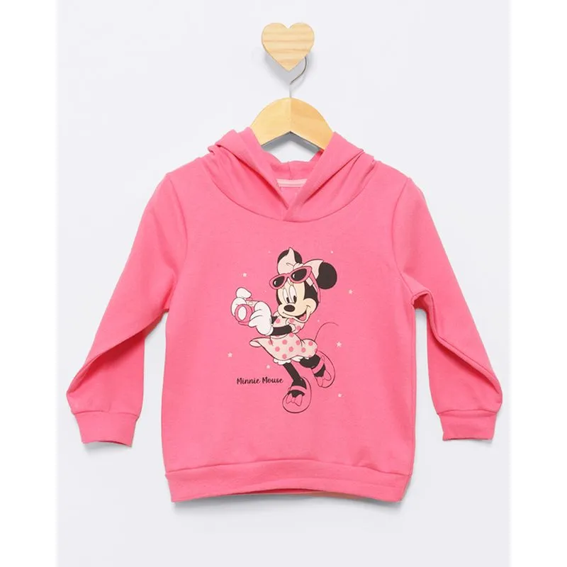 Blusão Bebê Moletinho Disney Capuz Com Estampa Minnie Rosa 3