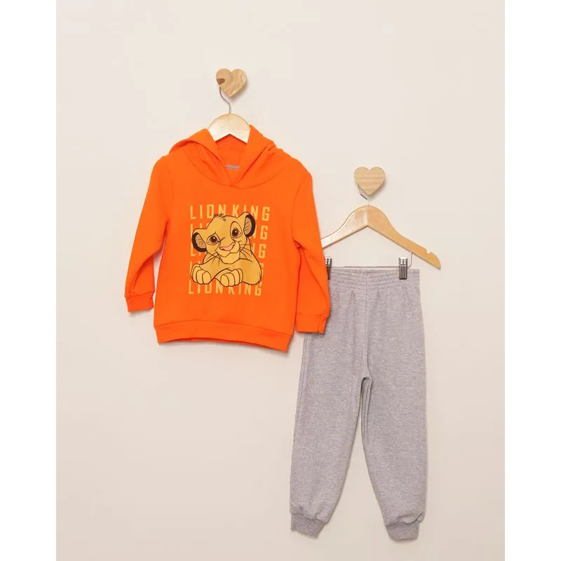 Conjunto Moletom Bebê Peluciado Longo Disney Estampa Simba Laranja 2