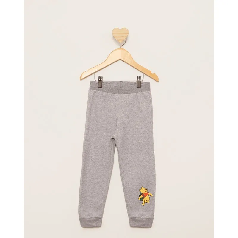 Calça Moletom Bebê Peluciada Jogger Disney Ursinhos Pooh Cinza 2