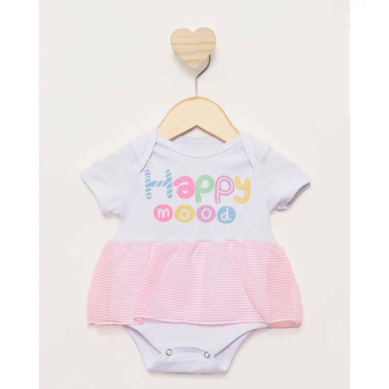 Body Bebê Manga Curta Com Sobreposição De Saia Branco M