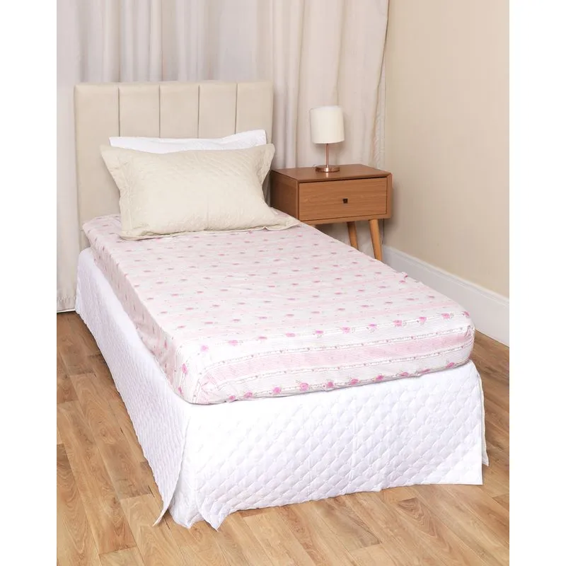 Lençol Avulso Solteiro Com Elástico Estampa Floral Rosa UN