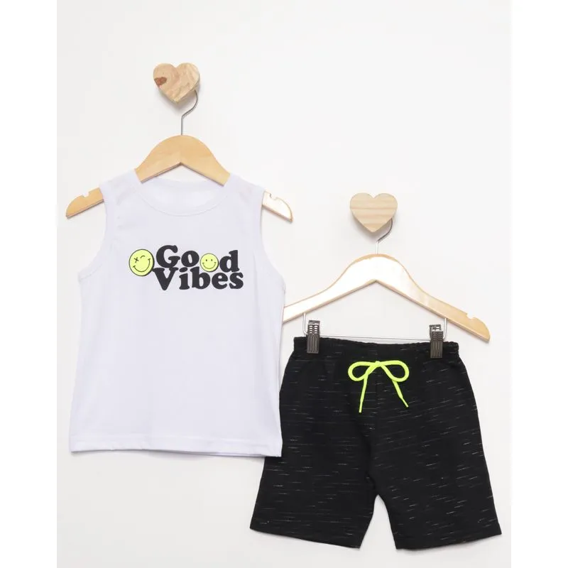 Conjunto Regata Bebê Estampa Frontal Branco 1
