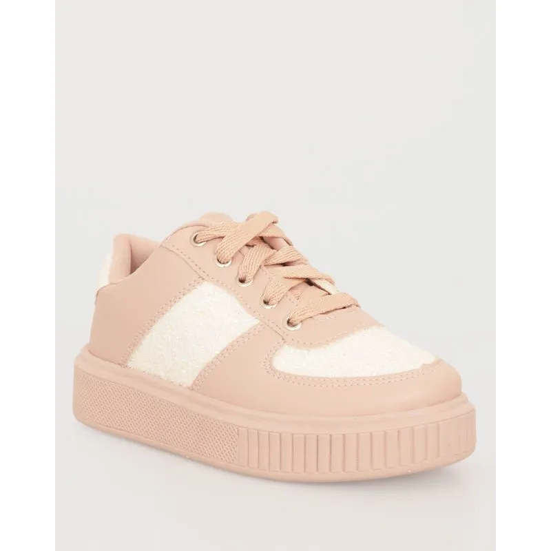 Tênis Infantil Casual Nilqi Recortes Com Glitter Rosa 28