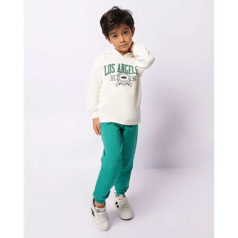 Conjunto Moletom Infantil Peluciado Capuz Estampa Frontal Off White 8