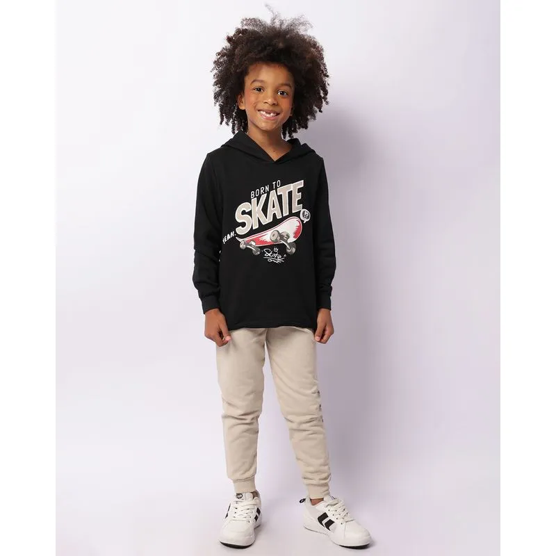 Conjunto Moletom Infantil Peluciado Com Capuz Preto 4