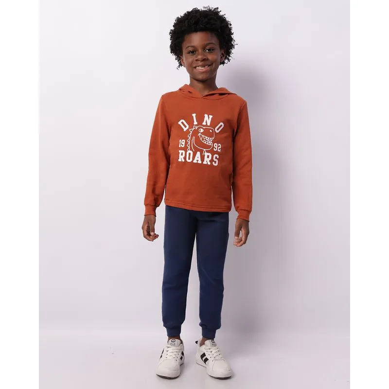 Conjunto Moletom Infantil Estampa Com Capuz Marrom 6