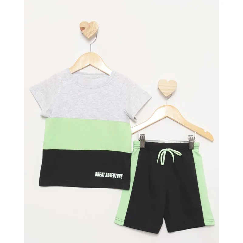 Conjunto Bebê Recortes Manga Curta Verde 2