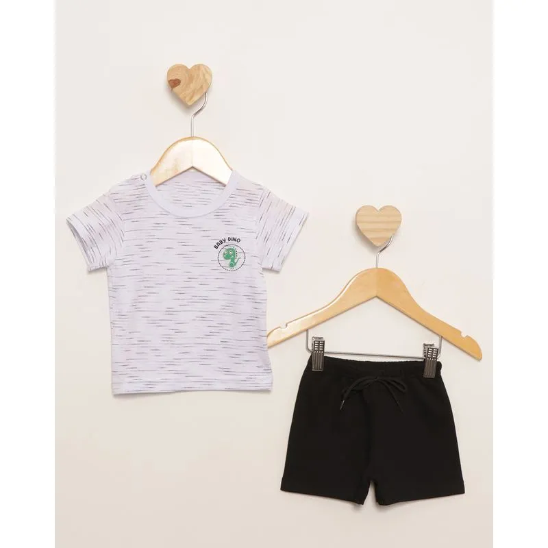 Conjunto Bebê Curto Estampa Frontal Manga Curta Branco P