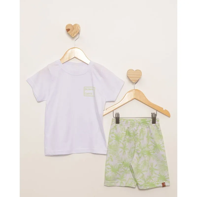 Conjunto Bebê Curto Estampa Frontal Manga Curta Branco 2