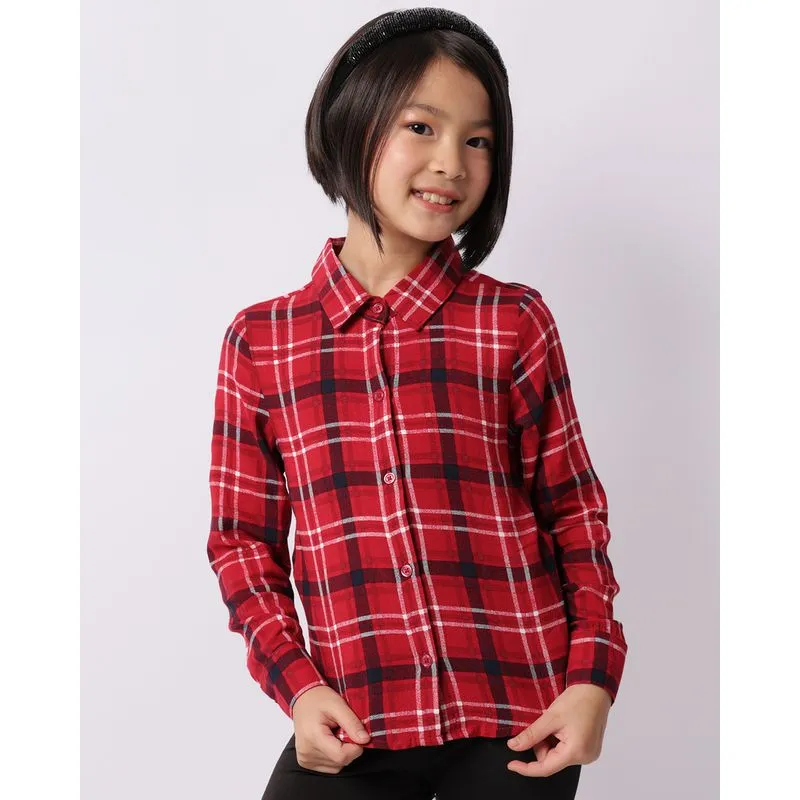 Camisa Infantil Viscose Estampada Xadrez Vermelha 4