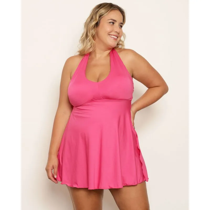Maiô Plus Size Feminino Saída de Praia Com Fenda Rosa 48