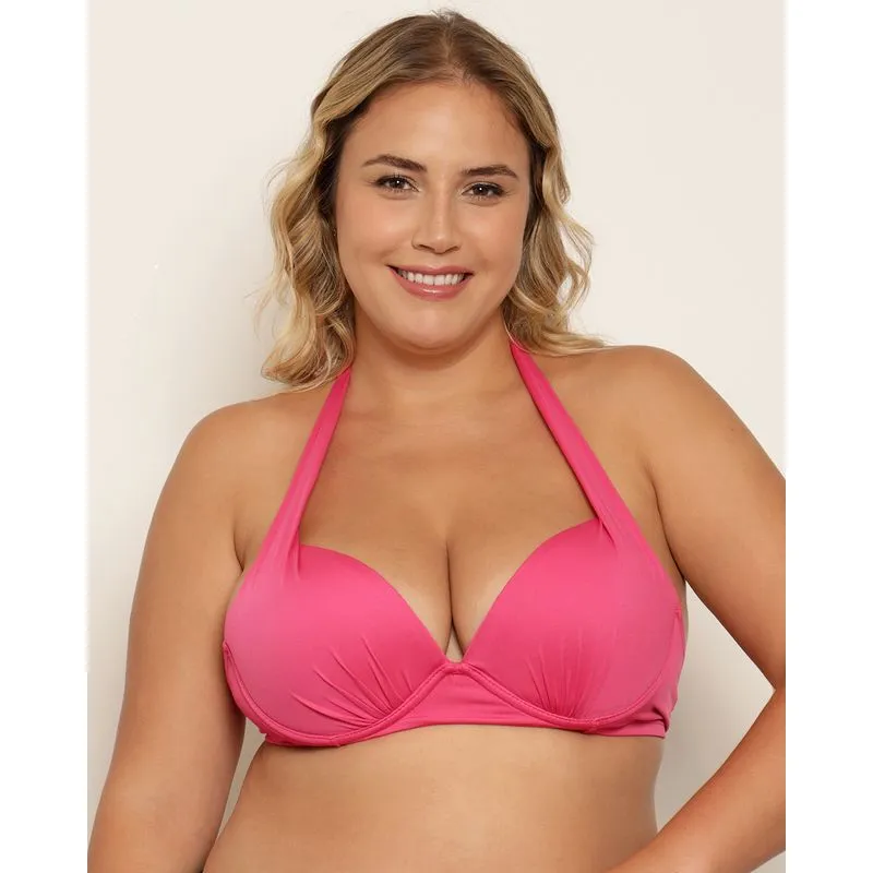 Top Biquíni Plus Size Feminino Avulso Liso Rosa 50