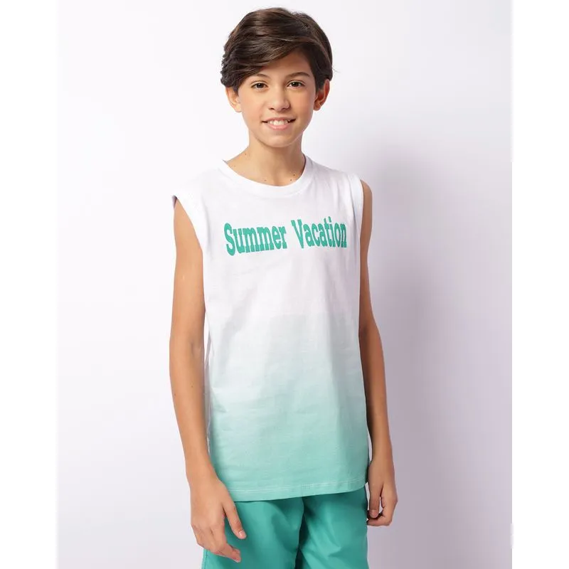 Regata Juvenil Tie Dye Estampa Escrita Branca 14