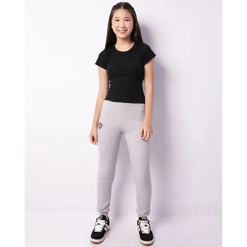 Calça Moletom Juvenil Paetê Peluciada Cinza 10