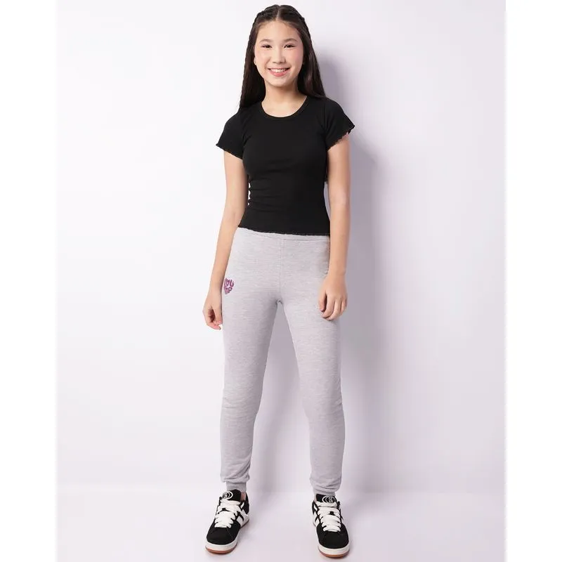 Calça Moletom Juvenil Paetê Peluciada Cinza 14