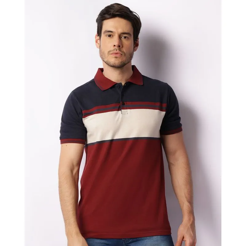 Camisa Polo Masculina Manga Curta Listrada Texturizada Vinho P