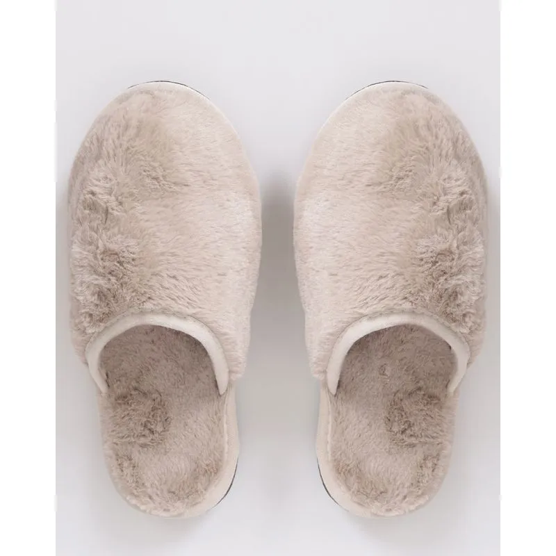 Pantufa Feminina Pelúcia Bege Claro 39/40