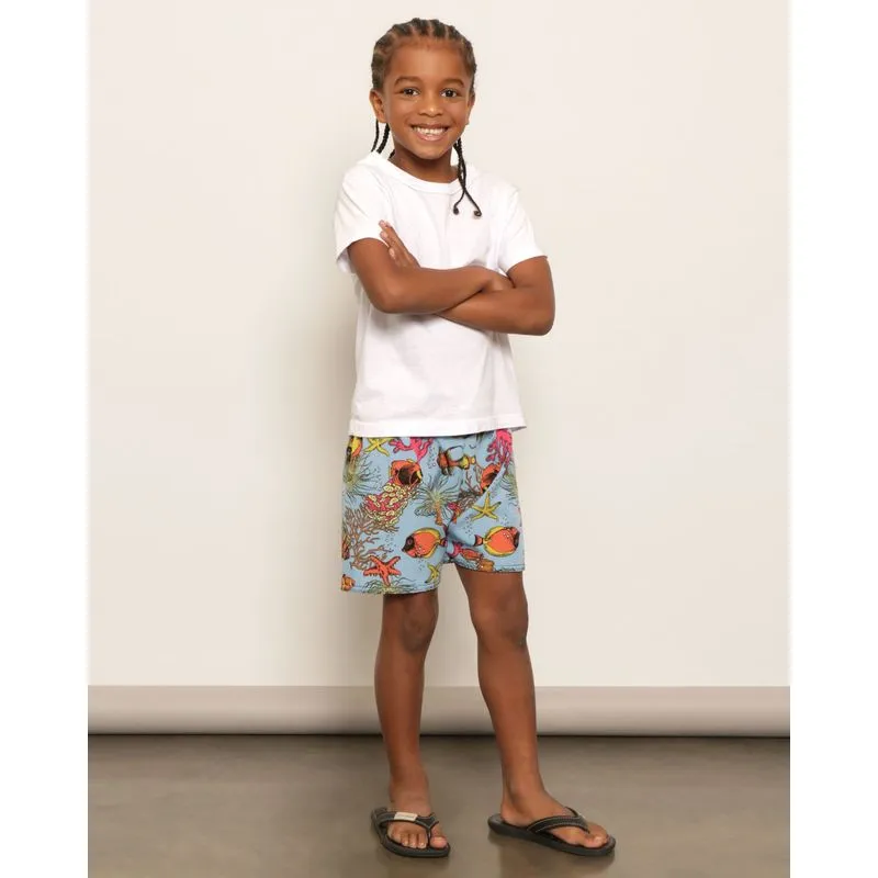Bermuda Surf Infantil Menino Estampada Fundo do Mar Azul 4