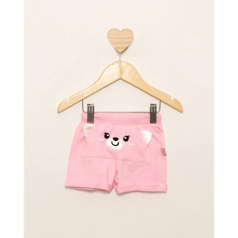 Short Bebê Curto Moletinho Estampa Interativa Rosa G