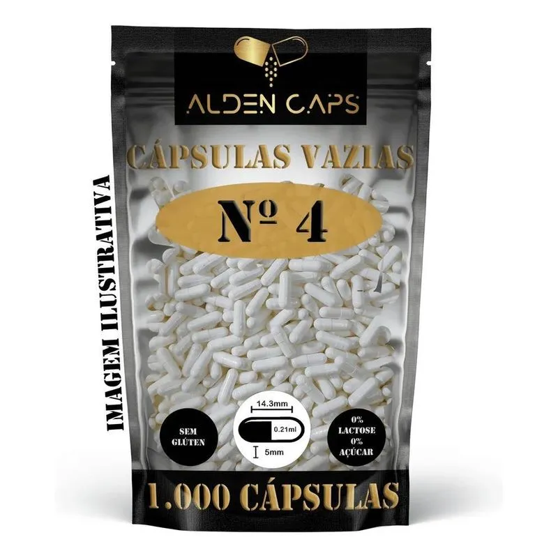 1.000 Cápsulas Vazias De Gelatina Branca Nº 4 (100mg)