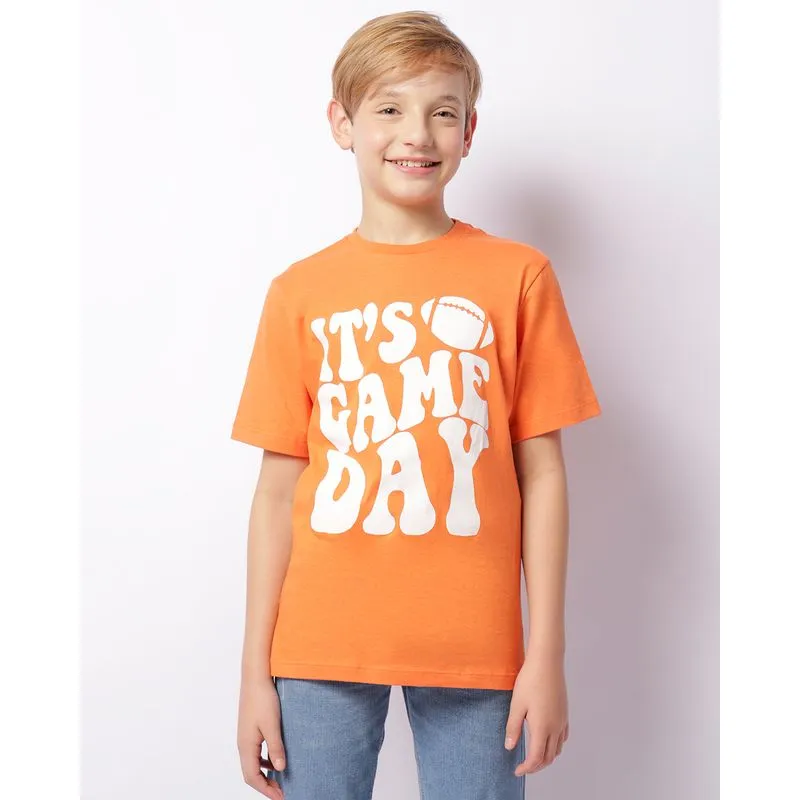 Camiseta Juvenil Estampa É Dia De Jogo Laranja 14