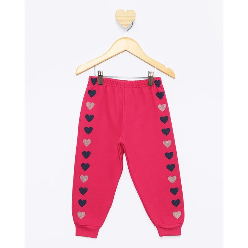 Calça Moletom Bebê Jogger Estampa Sortida Rosa 1