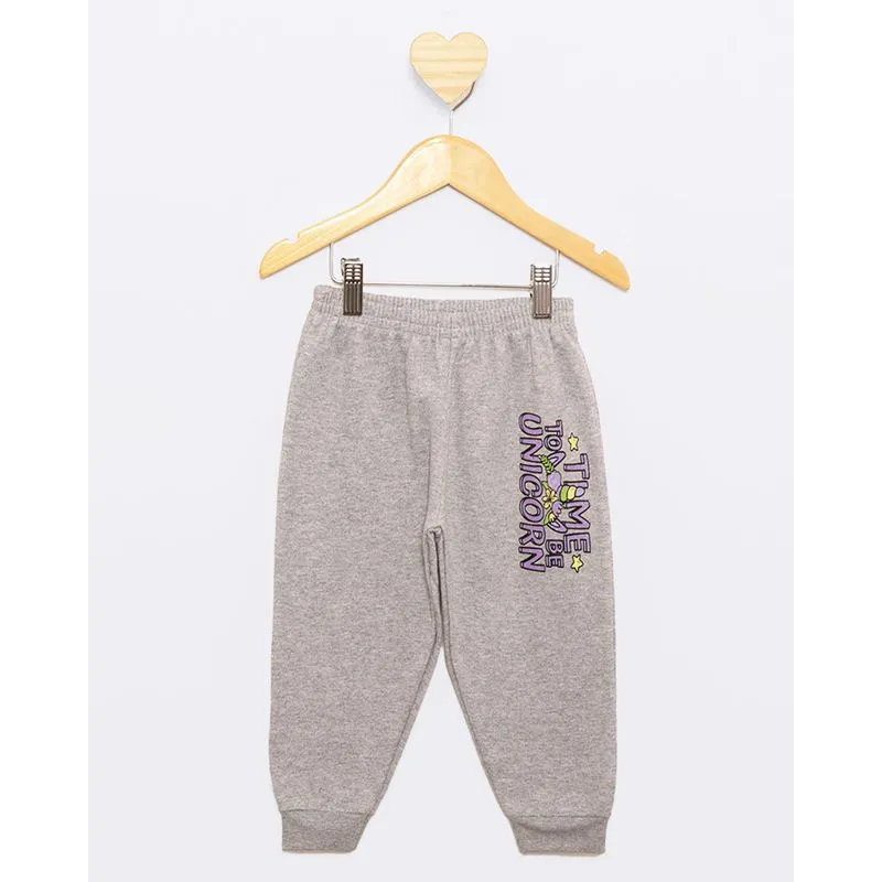 Calça Moletom Bebê Jogger Estampa Sortida Cinza 1