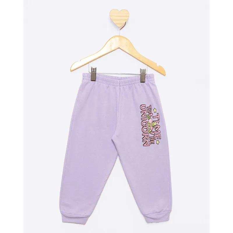 Calça Moletom Bebê Jogger Estampa Sortida Lilás 2