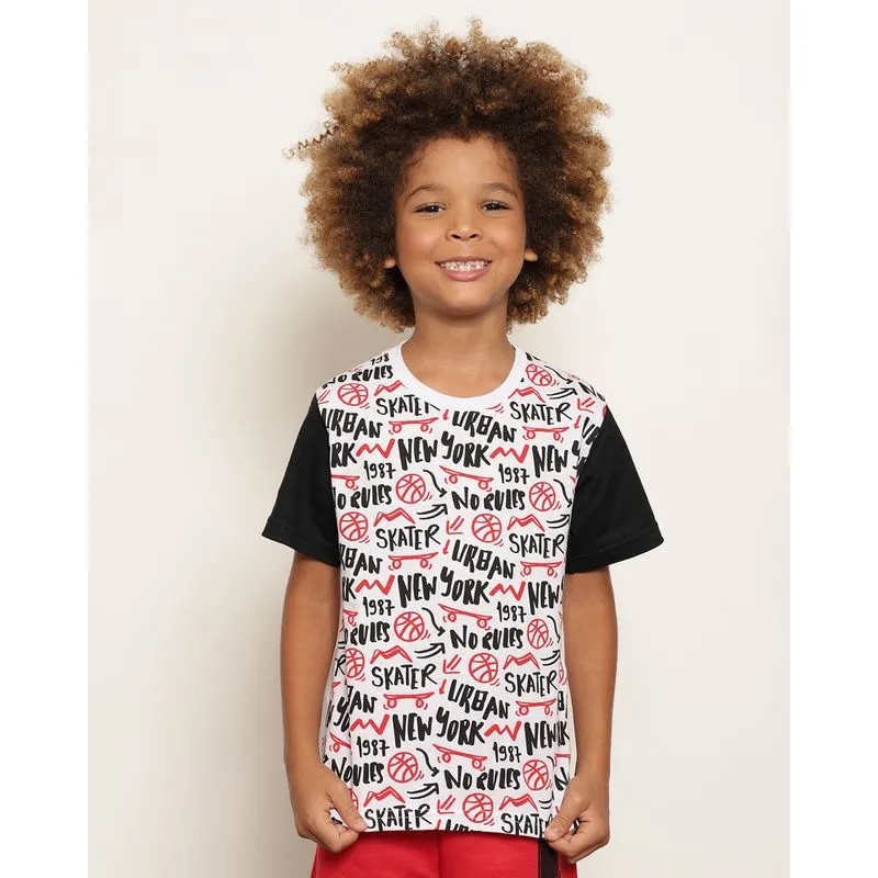 Camiseta Infantil Estampa Frontal Manga Curta Branca 8