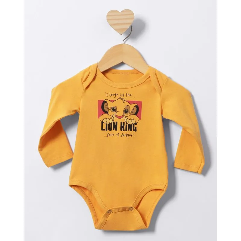 Body Bebê Disney Simba O Rei Leão Manga Longa Mostarda P