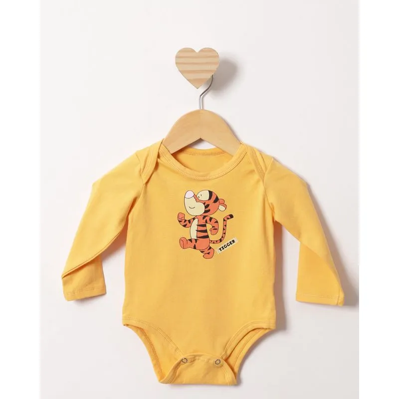 Body Bebê Manga Longa Disney Estampa Tigrão Mostarda M