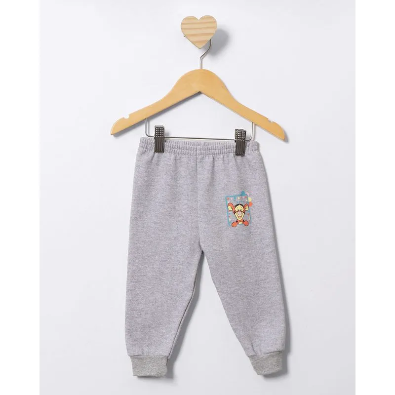 Calça Moletom Bebê Peluciada Jogger Disney Estampa Tigrão Cinza G