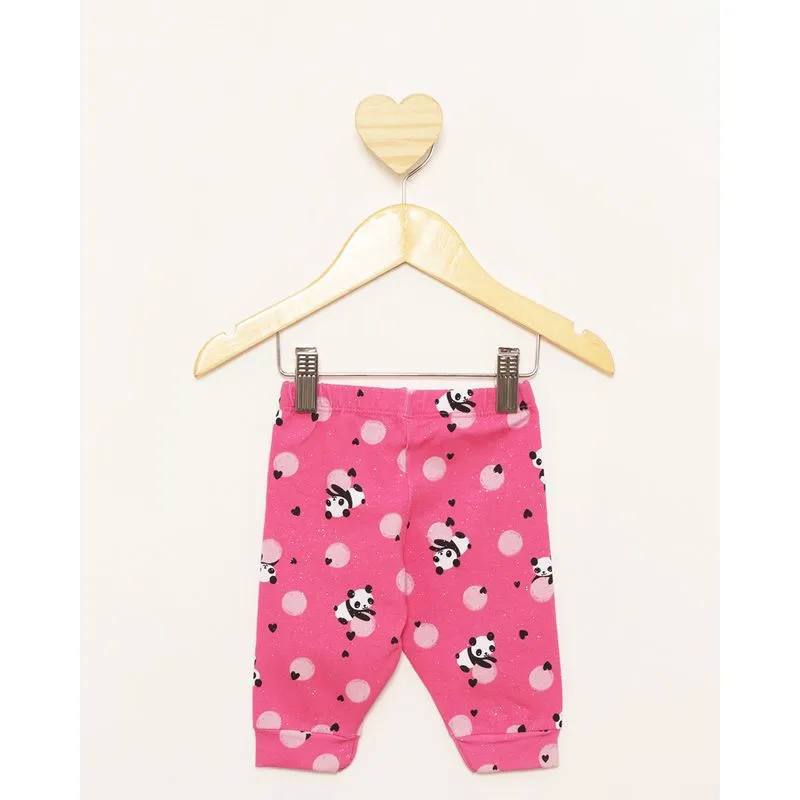Calça Bebê Jogger Estampada Com Glítter Rosa P