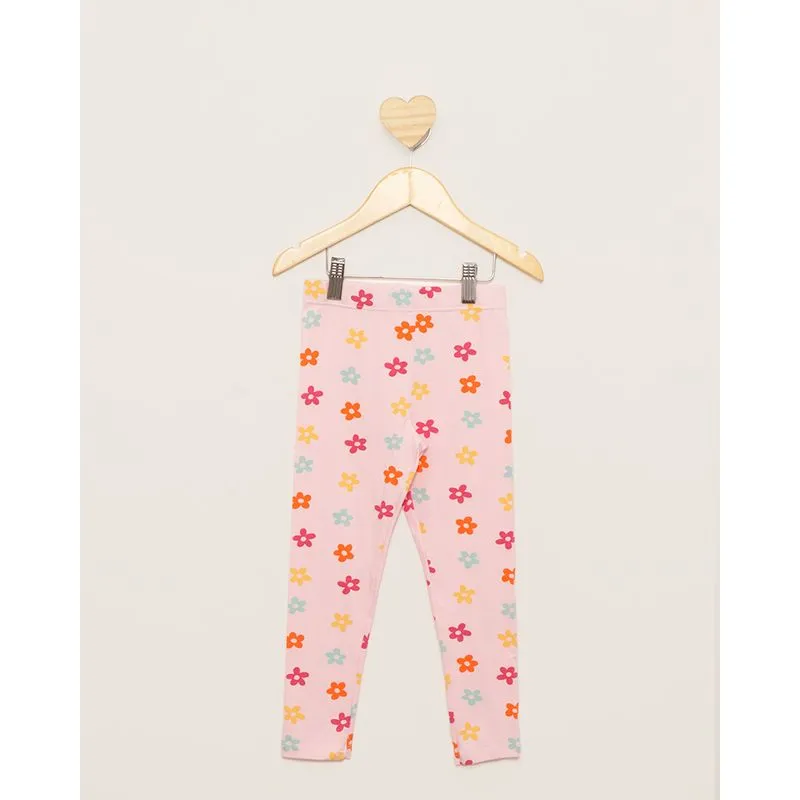 Calça Legging Bebê Estampada Floral Rosa 3