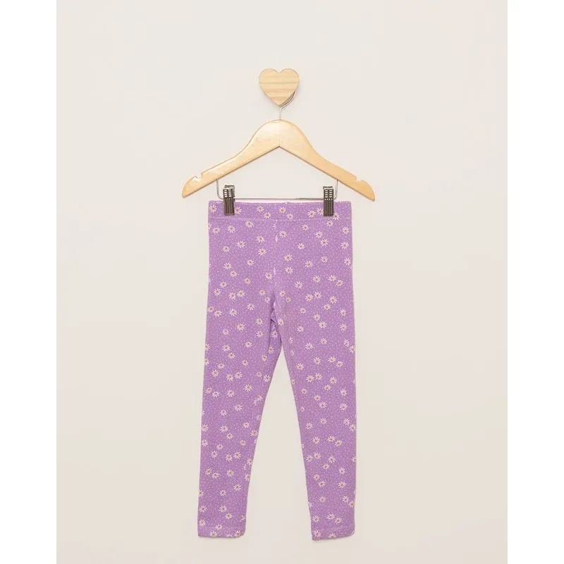 Calça Legging Bebê Estampada Flores Lilás 3