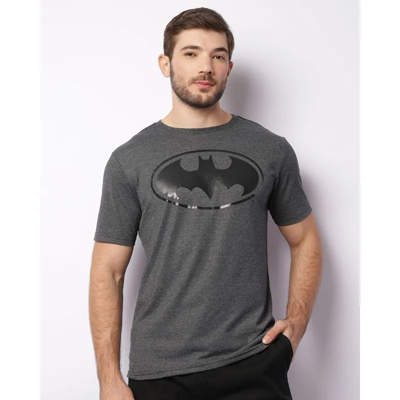 Camiseta Masculina DC Comics Batman Manga Curta Cinza G