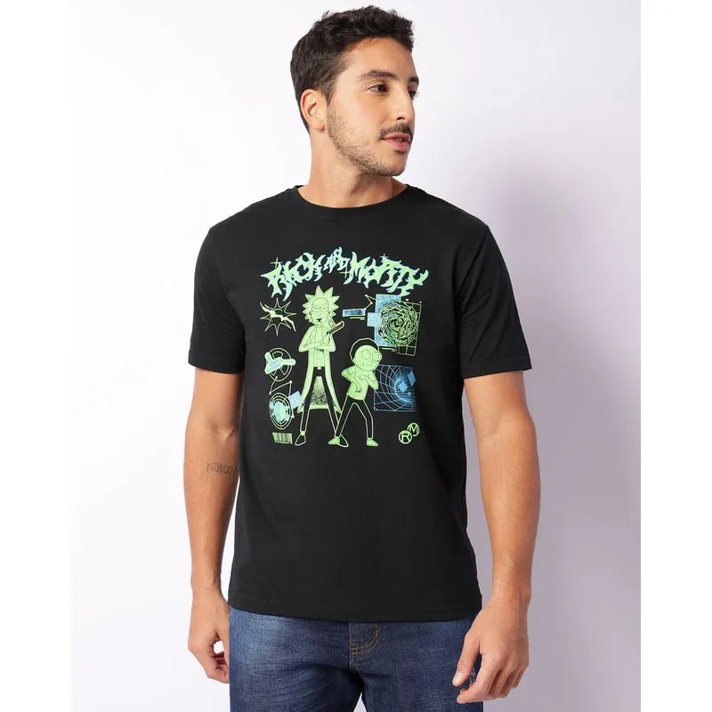 Camiseta Masculina Warner Rick And Morty Manga Curta Preta GG