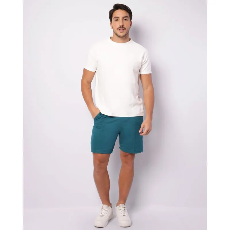 Bermuda Masculina Moletinho Reta Com Cordão Azul P