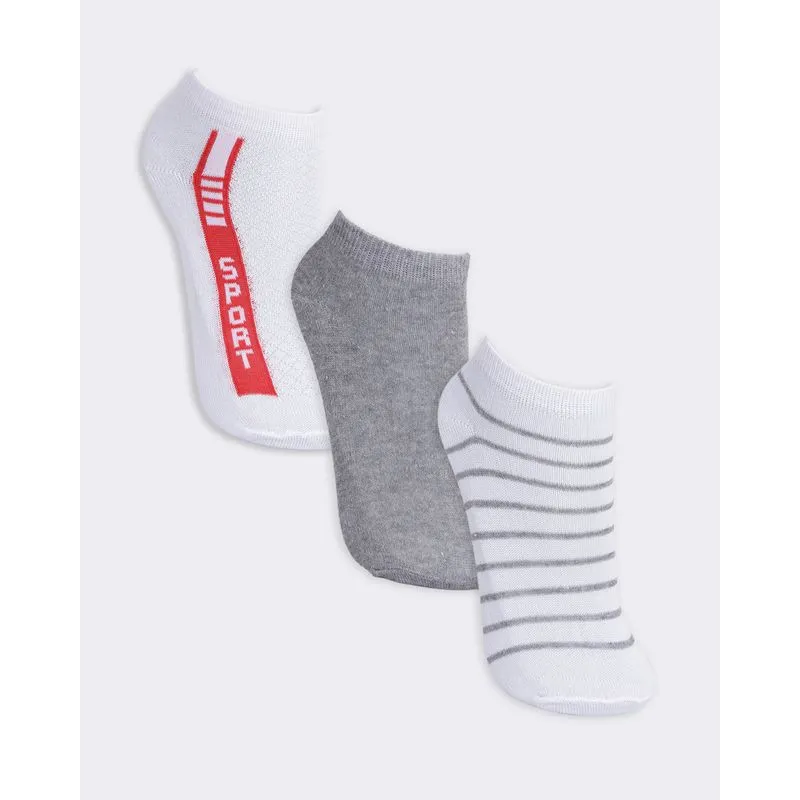 Kit 3 Meias Infantil Sapatilha Cinza E Branca 30 A 33